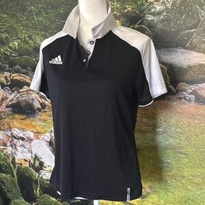 Adidas Black and White Polo Shirt Sporty Design